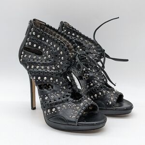 Sam Edelman Elyse black silver studded leather stiletto heel 5